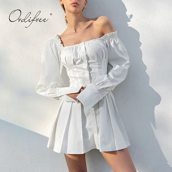 summer short women off shoulder shirt long sleeve ruffle single breasted elegant tunic party mini dress 210415, Black;gray
summer short women off shoulder shirt long sleeve ruffle single breasted elegant tunic party mini dress 210415, Black;gray