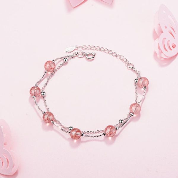 link, chain silver 925 bracelets for women pink strawberry crystal bead bracelet & bangles wristband pulseira wedding bridal jewelry, Black
link, chain silver 925 bracelets for women pink strawberry crystal bead bracelet & bangles wristband pulseira wedding bridal jewelry, Black