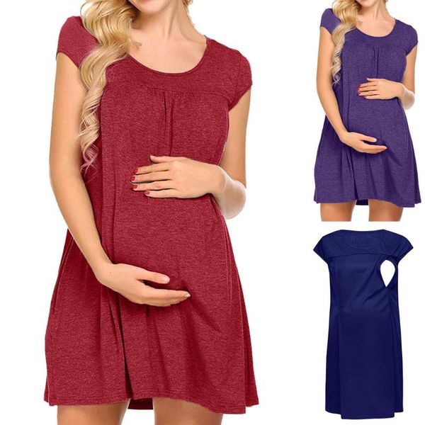 maternity dresses nursing clothes summer women solid soft short sleeve nightshirts for breastfeeding dress pregnancy, White
maternity dresses nursing clothes summer women solid soft short sleeve nightshirts for breastfeeding dress pregnancy, White