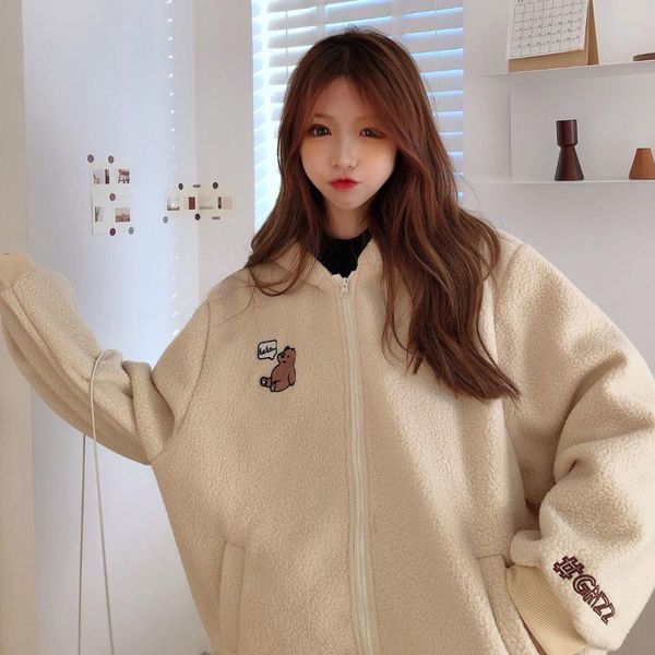 women's jackets autumn winter zipper coat sweet hooded bear print harajuku loose pocket hoodies womens fleece flannel pullover female s, Black;brown
women's jackets autumn winter zipper coat sweet hooded bear print harajuku loose pocket hoodies womens fleece flannel pullover female s, Black;brown