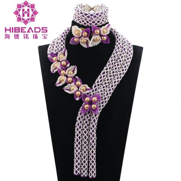 earrings & necklace graceful white purple african beads bridal jewelry set flower handmade engagement qw1169, Silver
earrings & necklace graceful white purple african beads bridal jewelry set flower handmade engagement qw1169, Silver