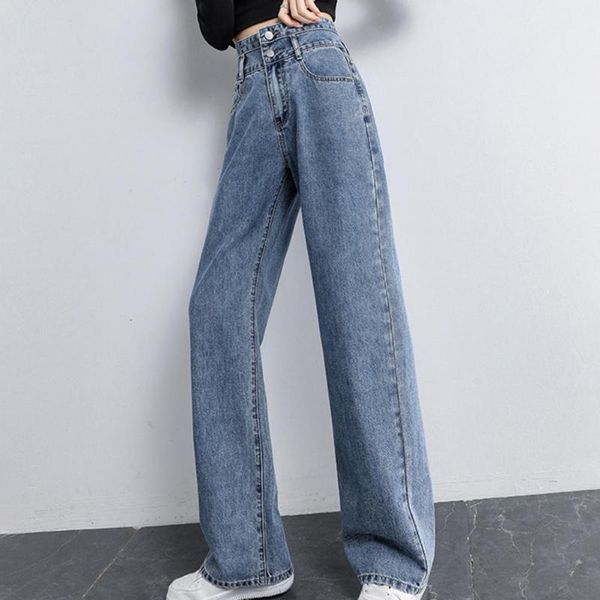 women's jeans denim pants wide leg fashion loose thin trousers high wait stacked straight forwork, Blue
women's jeans denim pants wide leg fashion loose thin trousers high wait stacked straight forwork, Blue