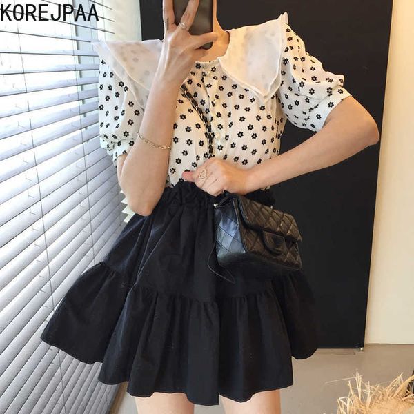 korejpaa women dress sets korea chic double-layer large lapel loose flower shirt+high waist ruffled short fluffy skirt suit 210526, White
korejpaa women dress sets korea chic double-layer large lapel loose flower shirt+high waist ruffled short fluffy skirt suit 210526, White