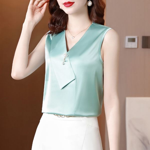 korean women's shirt chiffon blouses for women sleeveless female white v-neck blouse woman basic 210427
korean women's shirt chiffon blouses for women sleeveless female white v-neck blouse woman basic 210427