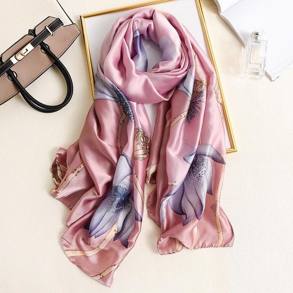 scarves women imitation silk scarf lotus print shawls office lady soft wraps female headscarf beach towel gift 90x180cm, Blue;gray
scarves women imitation silk scarf lotus print shawls office lady soft wraps female headscarf beach towel gift 90x180cm, Blue;gray