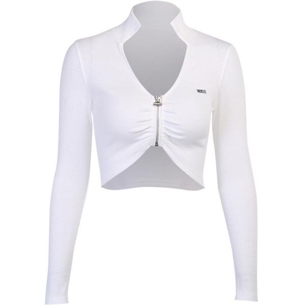 yoga outfits women long sleeve zipper fashion ruched crop for ladies, White;red
yoga outfits women long sleeve zipper fashion ruched crop for ladies, White;red