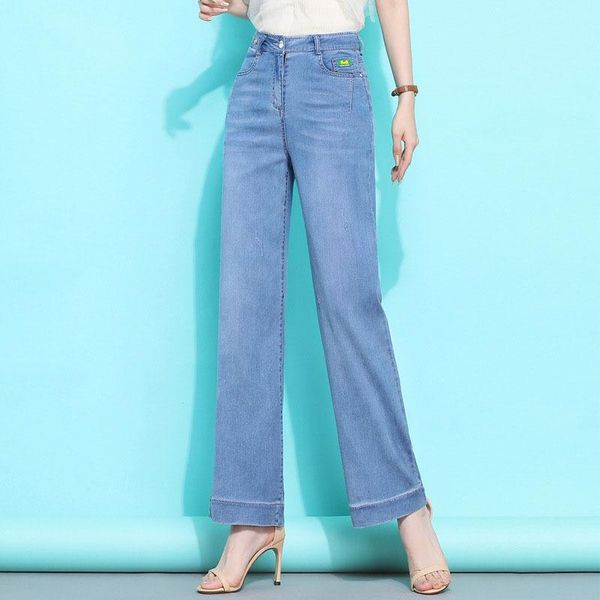 women's jeans female 2021 thin vertical sense of the stylish summer loose trousers straight ice silk wide-legged pants, Blue
women's jeans female 2021 thin vertical sense of the stylish summer loose trousers straight ice silk wide-legged pants, Blue