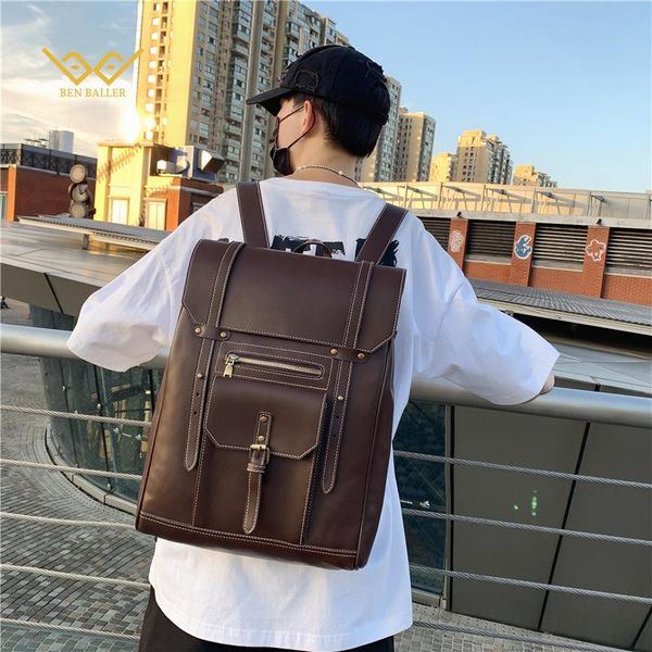 backpack ben baller men and women casual simple large-capacity school bags retro brown pu leather computer bag
backpack ben baller men and women casual simple large-capacity school bags retro brown pu leather computer bag