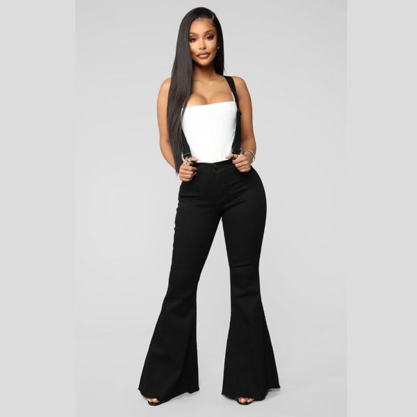 women suspenders denim flared pants adjustable shoulder strap elastic high waist jeans spring clothing women's, Blue
women suspenders denim flared pants adjustable shoulder strap elastic high waist jeans spring clothing women's, Blue