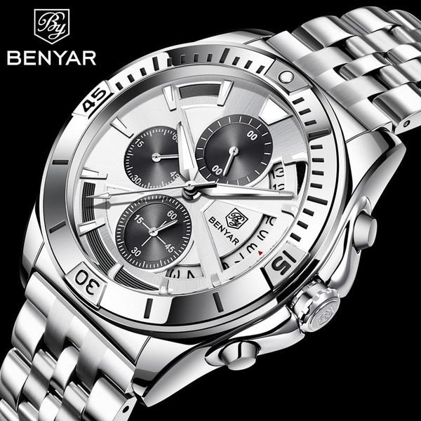 wristwatches benyar 2021 neue herren uhr luxus marke quarzuhr business männer mode edelstahl wasserdichte leucht uhren, Slivery;brown
wristwatches benyar 2021 neue herren uhr luxus marke quarzuhr business männer mode edelstahl wasserdichte leucht uhren, Slivery;brown