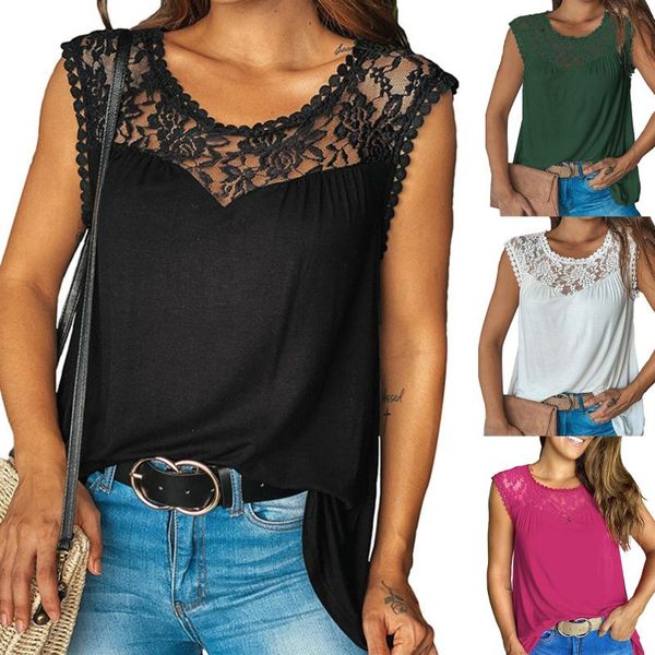 women's tanks & camis fashion women summer solid color patchwork design lace decor see through sleeveless o-neck casual loose top, White
women's tanks & camis fashion women summer solid color patchwork design lace decor see through sleeveless o-neck casual loose top, White