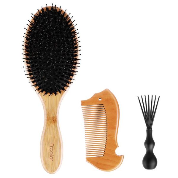 hair brushes frcolor boar brush set natural wooden bamboo handle anti-static comb for styling straightening detangling, Silver
hair brushes frcolor boar brush set natural wooden bamboo handle anti-static comb for styling straightening detangling, Silver