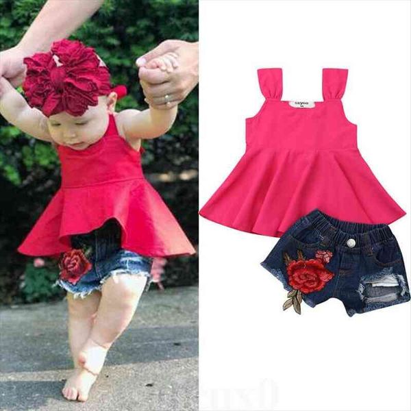newborn infantil baby girls clothes solid t-shirt vest rose denim shorts pants summer girl set outfit clothes 6m to 5y, White
newborn infantil baby girls clothes solid t-shirt vest rose denim shorts pants summer girl set outfit clothes 6m to 5y, White