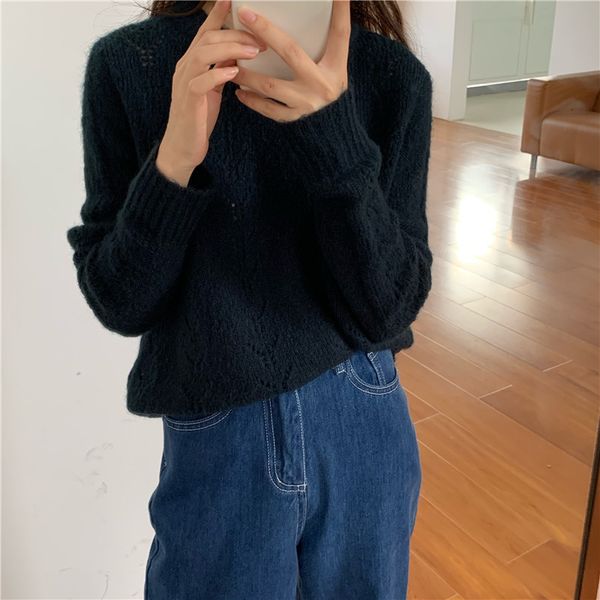 sweaters autumn crochet hollowed elegant women soft round neck sleeve loose thin long sleeves sweater, White;black
sweaters autumn crochet hollowed elegant women soft round neck sleeve loose thin long sleeves sweater, White;black