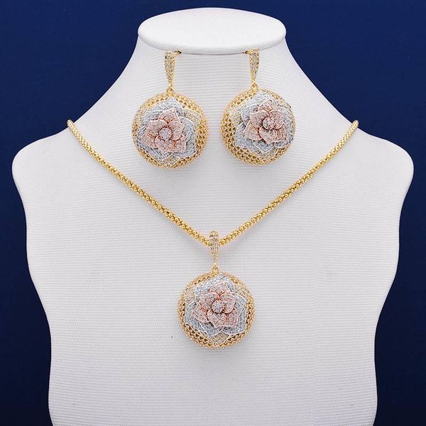 earrings & necklace elegant flower wheel full micro paved cubic zircon copper women wedding engagement earring jewelry set, Silver
earrings & necklace elegant flower wheel full micro paved cubic zircon copper women wedding engagement earring jewelry set, Silver