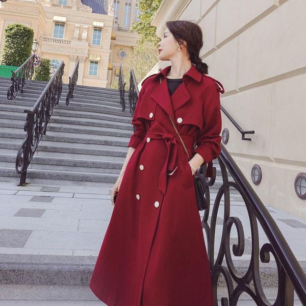 women's trench coats windbreaker mid long autumn 2021 korean high end atmosphere fashion temperament small thin spring and coat, Tan;black
women's trench coats windbreaker mid long autumn 2021 korean high end atmosphere fashion temperament small thin spring and coat, Tan;black