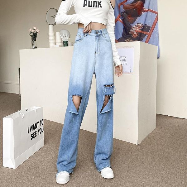 women's jeans 2021 ripped high waist loose and thin gradient blue straight wide-leg pants all-match street wear
women's jeans 2021 ripped high waist loose and thin gradient blue straight wide-leg pants all-match street wear