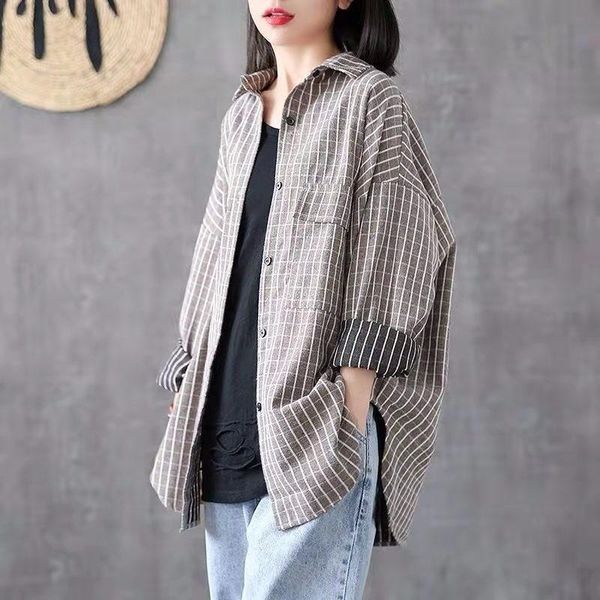 women's blouses & shirts spring korean style women loose long sleeve turn-down collar blouse striped cotton linen single breasted casua, White
women's blouses & shirts spring korean style women loose long sleeve turn-down collar blouse striped cotton linen single breasted casua, White