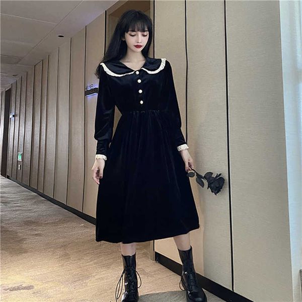 party dresses vintage velvet long sleeve black dress women gothic lolita lace peter pan collar elegant fashion winter vestidos bjq, White;black
party dresses vintage velvet long sleeve black dress women gothic lolita lace peter pan collar elegant fashion winter vestidos bjq, White;black