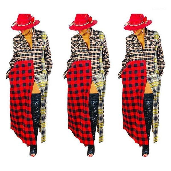 casual dresses fall winter plaid print dress long sleeve high split straight maxi vestidos, Black;gray
casual dresses fall winter plaid print dress long sleeve high split straight maxi vestidos, Black;gray