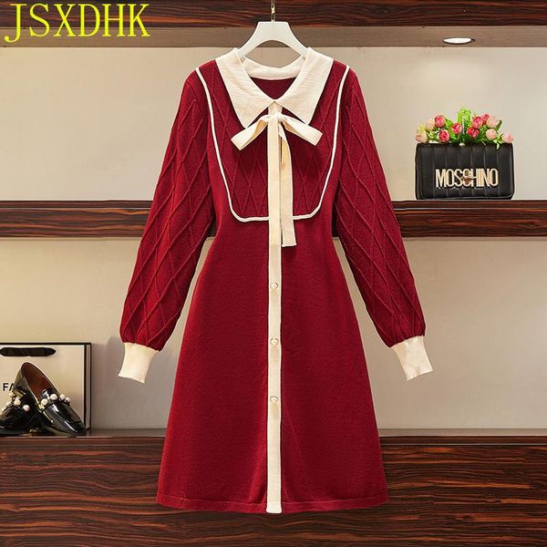 casual dresses 2021 fall winter bow lace-up long sleeve pullovers knitted single-breasted hit color sweater mini dress l-4xl, Black;gray
casual dresses 2021 fall winter bow lace-up long sleeve pullovers knitted single-breasted hit color sweater mini dress l-4xl, Black;gray