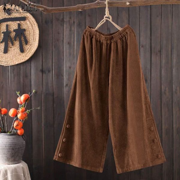womens fashion wide leg pants zanzea solid corduroy pantalon female elastic waist long trousers casual vintage button 5xl women's & cap, Black;white
womens fashion wide leg pants zanzea solid corduroy pantalon female elastic waist long trousers casual vintage button 5xl women's & cap, Black;white