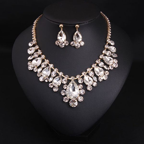 flash transparent crystal short clavicle necklace earring set women's fashion accessories, Silver
flash transparent crystal short clavicle necklace earring set women's fashion accessories, Silver
