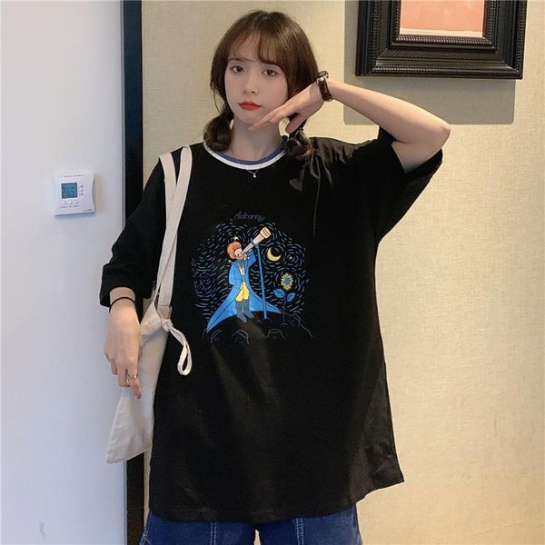 women's t-shirt summer letter cartoon printing loose short-sleeved bottoming shirt all-match casual college wind jacket women, White
women's t-shirt summer letter cartoon printing loose short-sleeved bottoming shirt all-match casual college wind jacket women, White