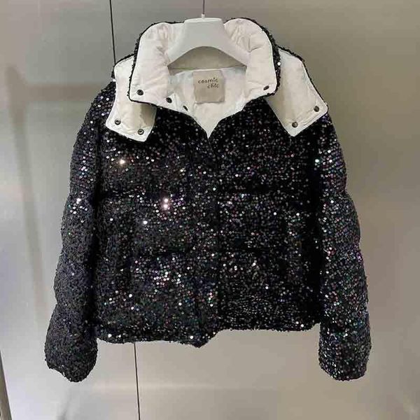 women's jackets cosmicchic 2021 winter down coat women fashion brand sequins thick warm hooded parkas shiny puffy jacket female outwear, Black;brown
women's jackets cosmicchic 2021 winter down coat women fashion brand sequins thick warm hooded parkas shiny puffy jacket female outwear, Black;brown