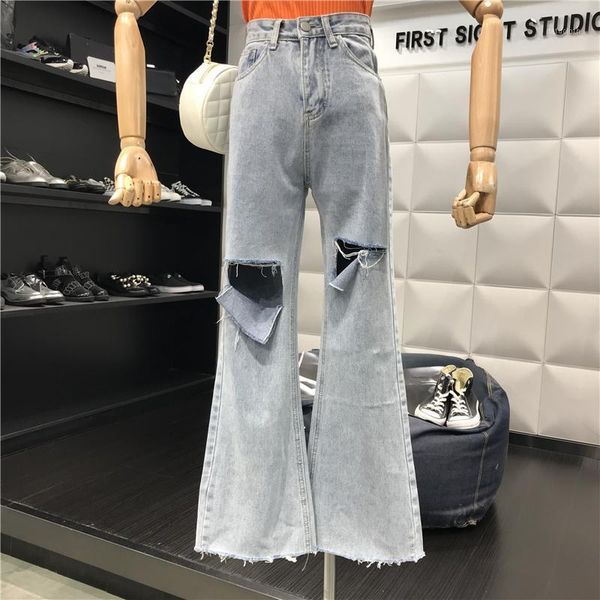 women's jeans 2021 summer flare with high waist women female bell bottom ripped for wide leg denim mom skinny, Blue 
women's jeans 2021 summer flare with high waist women female bell bottom ripped for wide leg denim mom skinny, Blue