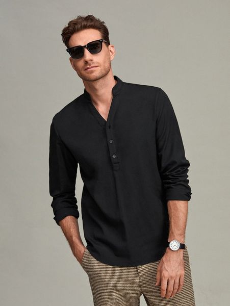men half button shirt d53v#, White;black