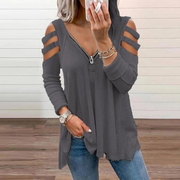 women's t-shirt 2021 autumn winter long sleeve women hollow out v-neck zipper t shirt casual loose pullover fashion female streetw, White
women's t-shirt 2021 autumn winter long sleeve women hollow out v-neck zipper t shirt casual loose pullover fashion female streetw, White