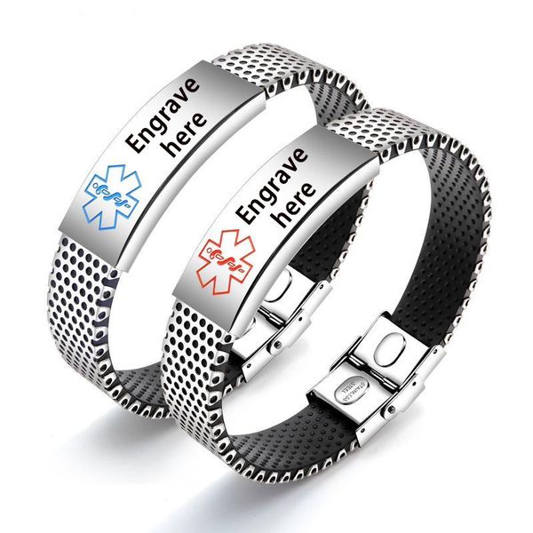 custom engraved name chain bracelet men women silicone stainless steel emergency pulsera personalizada bracelets jewelry link,, Black
custom engraved name chain bracelet men women silicone stainless steel emergency pulsera personalizada bracelets jewelry link,, Black