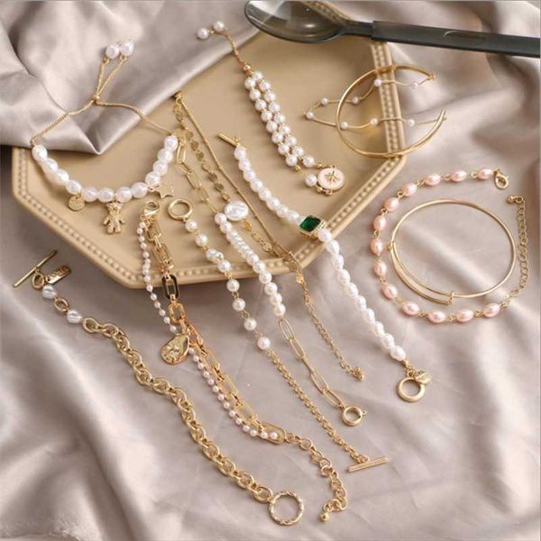 link, chain juorest link bracelet for women vintage wedding party stone pearl bracelets simple star coin lock friendship, Black
link, chain juorest link bracelet for women vintage wedding party stone pearl bracelets simple star coin lock friendship, Black