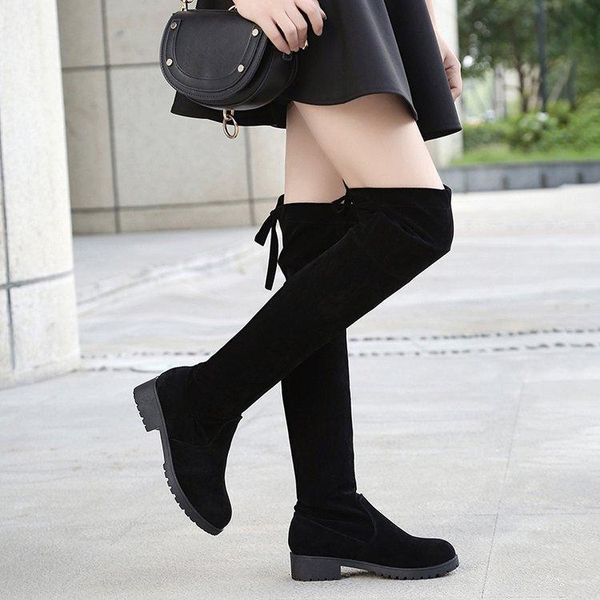 boots round toe low square heel women over-the-knee elastic band solid flock autumn winter rubber shoes, Black
boots round toe low square heel women over-the-knee elastic band solid flock autumn winter rubber shoes, Black