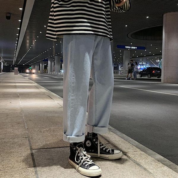 men's loose black/blue straight pants solid color casual baggy homme cargo pocket jeans biker denim trousers
men's loose black/blue straight pants solid color casual baggy homme cargo pocket jeans biker denim trousers
