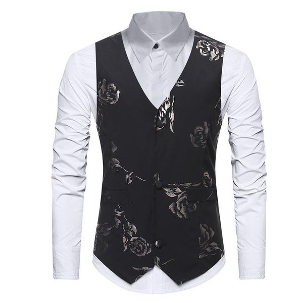 men's vests men rose floral print bronzing vest single breasted wedding suit waistcoat gothic aristocrat steampunk victorian gilet, Black;white
men's vests men rose floral print bronzing vest single breasted wedding suit waistcoat gothic aristocrat steampunk victorian gilet, Black;white