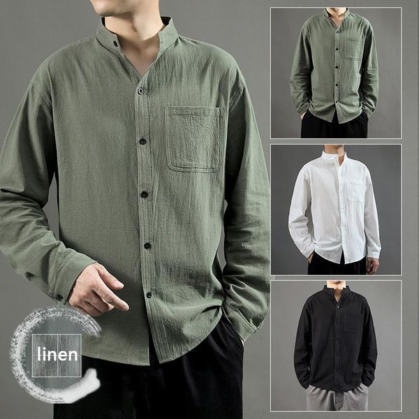men's casual shirts summer cotton linen shirt men solid color loose thin long sleeve blouses beach streetwear, White;black
men's casual shirts summer cotton linen shirt men solid color loose thin long sleeve blouses beach streetwear, White;black