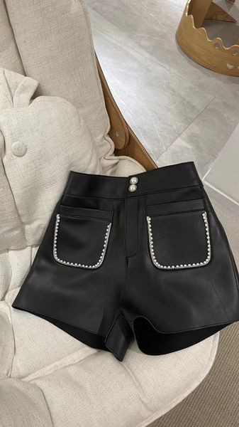 women's shorts women 2021 luxury designer high waist korean style genuine leather ladies, White;black
women's shorts women 2021 luxury designer high waist korean style genuine leather ladies, White;black