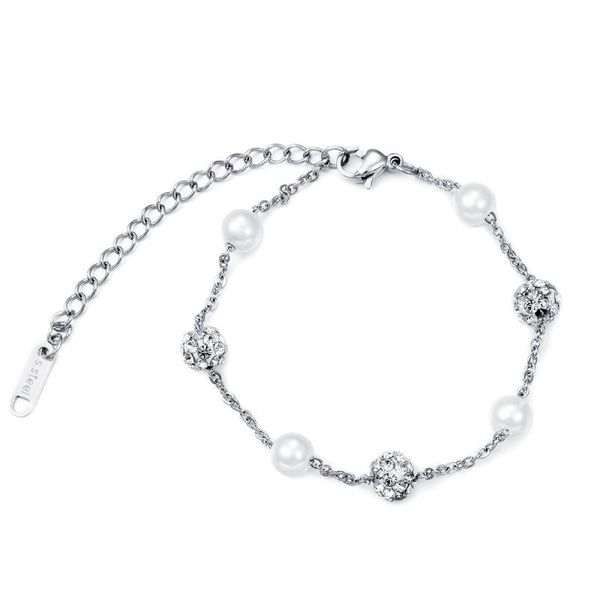 link, chain jhsl fashion jewelry silver rose gold color stainless steel girlfriend gift female women simulated pearl bracelets bangles, Black
link, chain jhsl fashion jewelry silver rose gold color stainless steel girlfriend gift female women simulated pearl bracelets bangles, Black