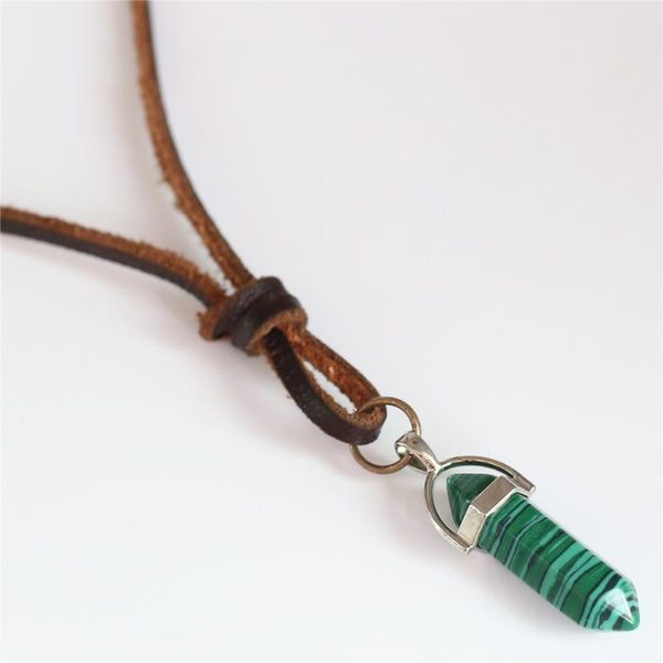 pendant necklaces casual genuine brown leather long rope chain malachite green pillar stone necklace men women homme jewelry, Silver
pendant necklaces casual genuine brown leather long rope chain malachite green pillar stone necklace men women homme jewelry, Silver