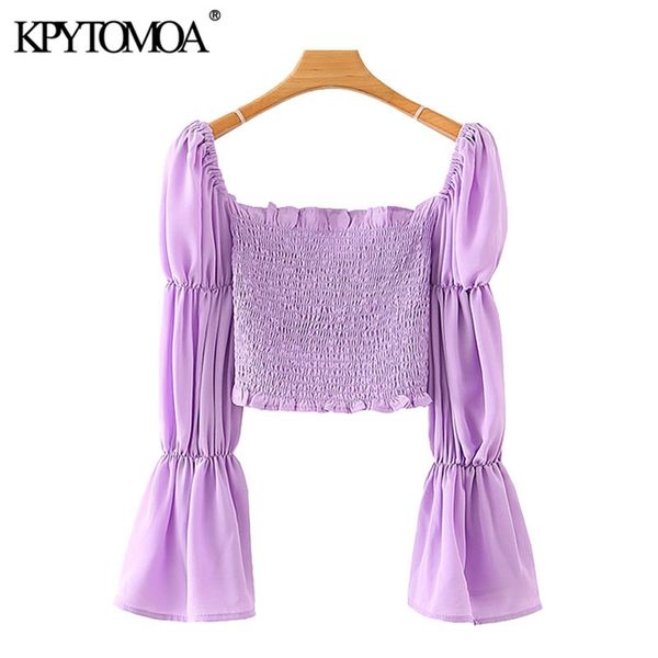 women fashion elastic smocked ruffled cropped blouses square collar long sleeve female shirts chic 210420, White
women fashion elastic smocked ruffled cropped blouses square collar long sleeve female shirts chic 210420, White