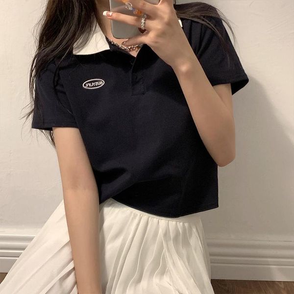 women's polos large size women 's summer short-sleeved t-shirt 2021 korean style contrast color shirt fashionable casual top, White
women's polos large size women 's summer short-sleeved t-shirt 2021 korean style contrast color shirt fashionable casual top, White