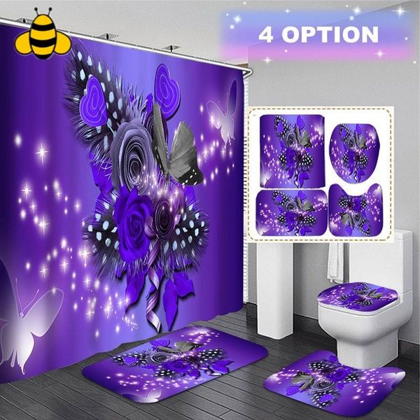 shower curtains purple rose butterfly curtain set with toilet seat cushion non-slip carpet door mat waterproof
shower curtains purple rose butterfly curtain set with toilet seat cushion non-slip carpet door mat waterproof