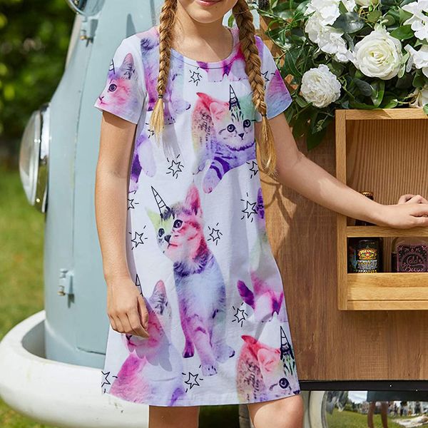 unicorn cat design girls dress short-sleeved printed dress children's casual dress a-line skirt length over the knee simple, elegant an, Red;yellow
unicorn cat design girls dress short-sleeved printed dress children's casual dress a-line skirt length over the knee simple, elegant an, Red;yellow