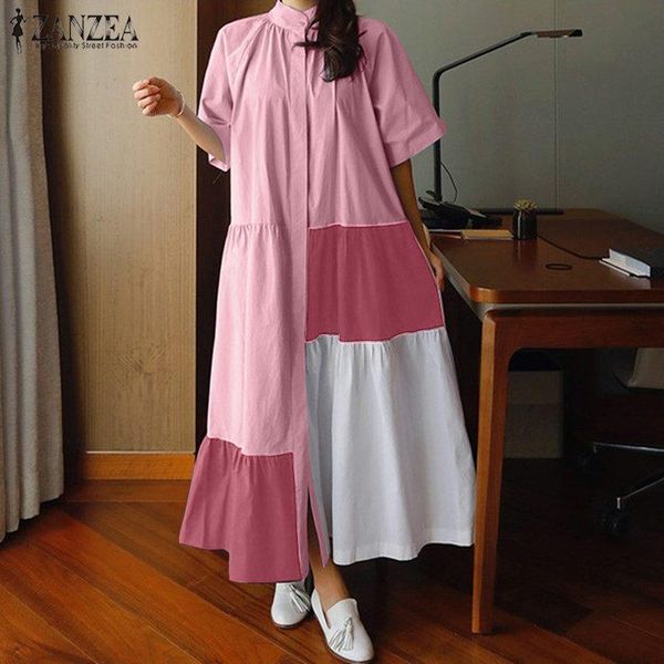 casual dresses women patchwork sundress zanzea stylish summer shirt dress button short sleeve maxi vestidos female ruffle robe plus size, Black;gray
casual dresses women patchwork sundress zanzea stylish summer shirt dress button short sleeve maxi vestidos female ruffle robe plus size, Black;gray