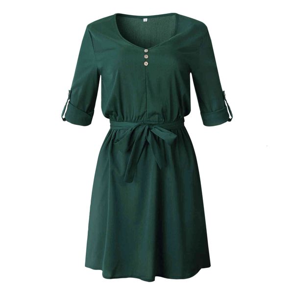 casual dresses spring fashion women v neck solid designer buttons half sleeve sun with bow belt size s-xl p4ts, Black;gray
casual dresses spring fashion women v neck solid designer buttons half sleeve sun with bow belt size s-xl p4ts, Black;gray