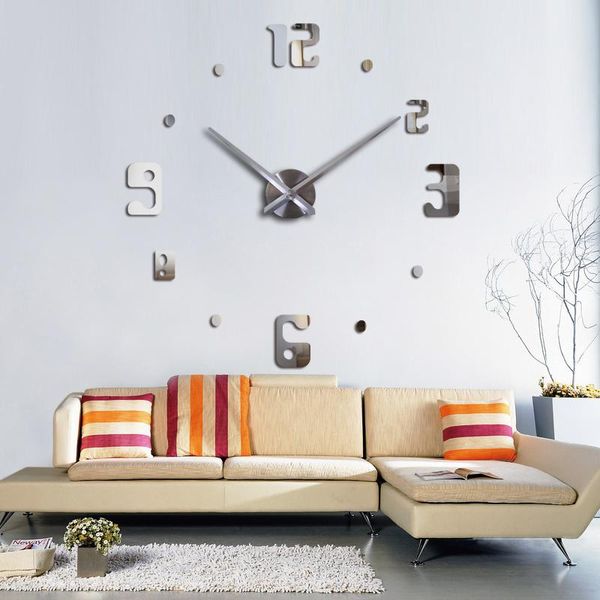 wall clocks year 3d diy home decoration large acrylic mirror europe quartz still life stickers