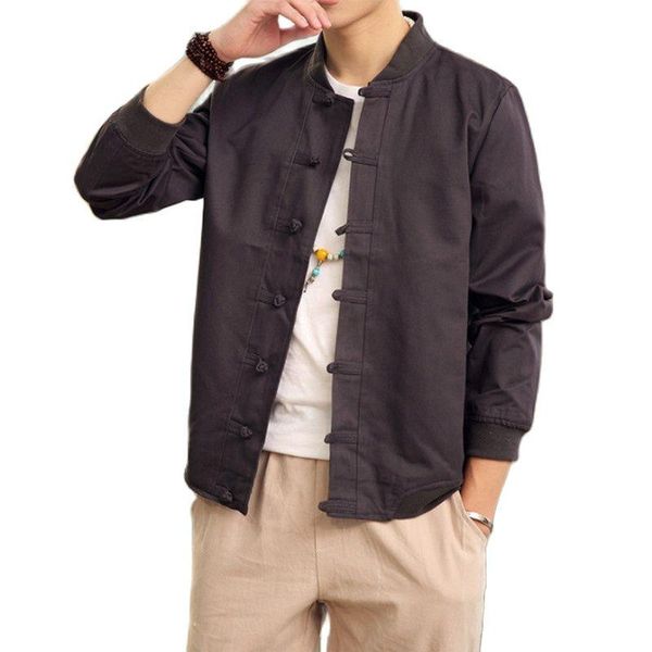 men's jackets 2021 chinese style cotton linen jacket vintage stand collar coil button solid color outerwear casual coats, Black;brown
men's jackets 2021 chinese style cotton linen jacket vintage stand collar coil button solid color outerwear casual coats, Black;brown