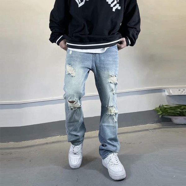 men's jeans eukaaru american washed straight denim with holes street hip hop baggy women boyfriend style leisure trousers, Blue
men's jeans eukaaru american washed straight denim with holes street hip hop baggy women boyfriend style leisure trousers, Blue